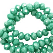 Top Glas Facett Glasschliffperlen 4x3mm rondellen Malachite green-pearl shine coating